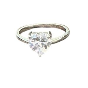 Vintage Sterling Heart Shaped CZ Ring
